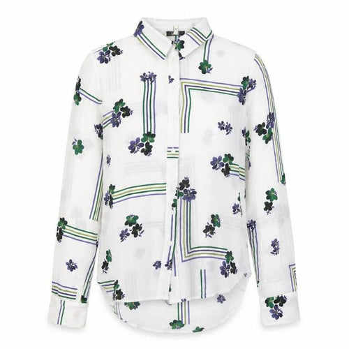 Next Women’s White Floral Button-Up Shirt Size 10 Long Sleeve