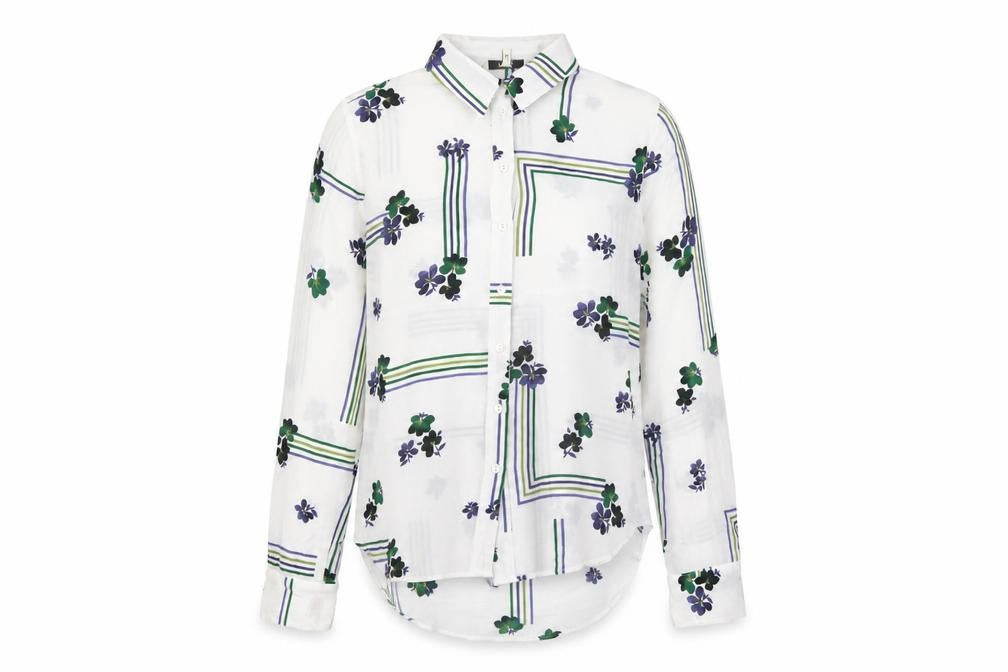 Next Women’s White Floral Button-Up Shirt Size 10 Long Sleeve