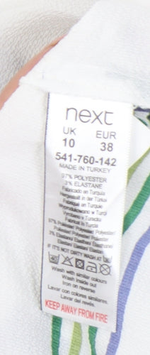 Next Women’s White Floral Button-Up Shirt Size 10 Long Sleeve