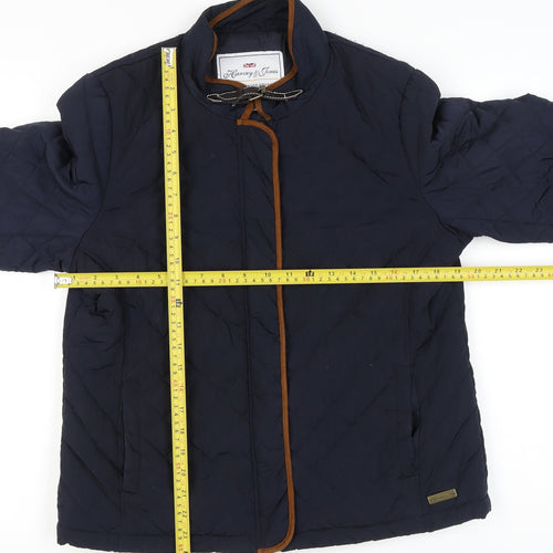 Harvey & Jones Womens Blue Quilted Jacket Size 14 Lined Zip Pockets