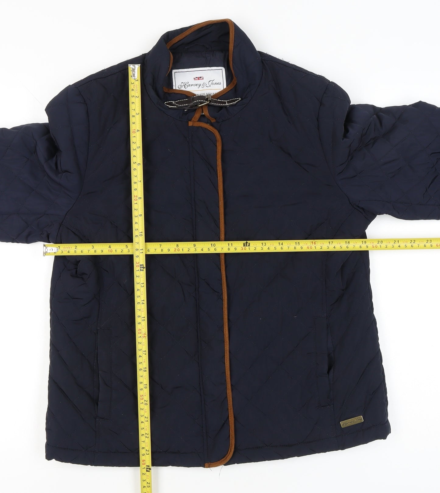 Harvey & Jones Womens Blue Quilted Jacket Size 14 Lined Zip Pockets