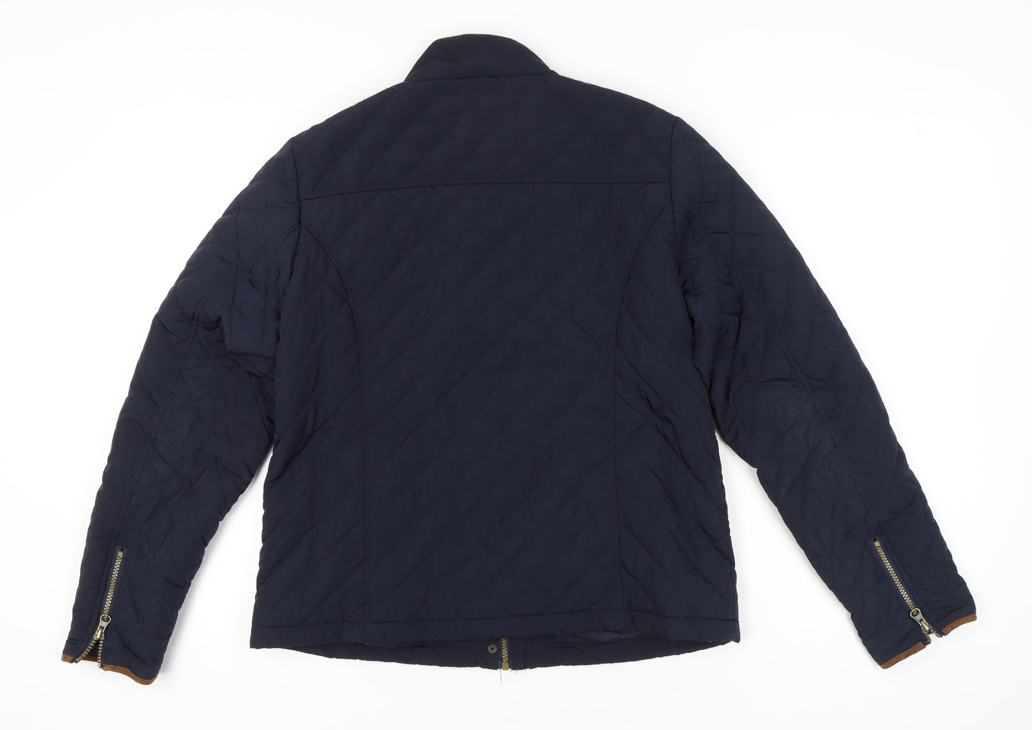 Harvey & Jones Womens Blue Quilted Jacket Size 14 Lined Zip Pockets