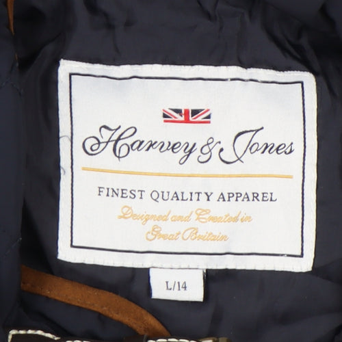 Harvey & Jones Womens Blue Quilted Jacket Size 14 Lined Zip Pockets
