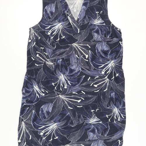 Bonmarché Women’s Blue Floral Shift Dress Size 16 V-Neck Sleeveless