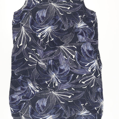 Bonmarché Women’s Blue Floral Shift Dress Size 16 V-Neck Sleeveless