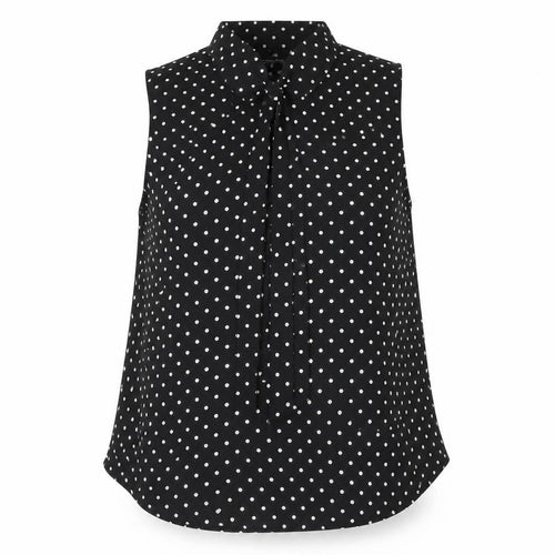 Adrianna Papell Womens Black Polka Dot Sleeveless Blouse Size M