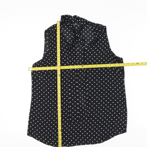 Adrianna Papell Womens Black Polka Dot Sleeveless Blouse Size M