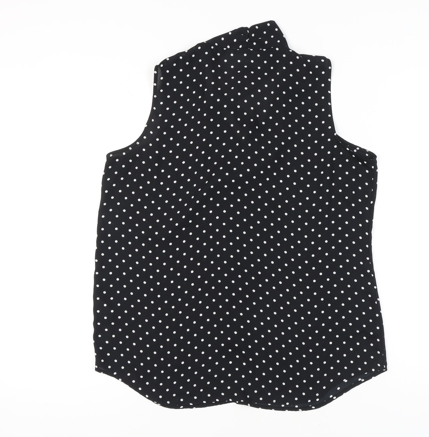 Adrianna Papell Womens Black Polka Dot Sleeveless Blouse Size M