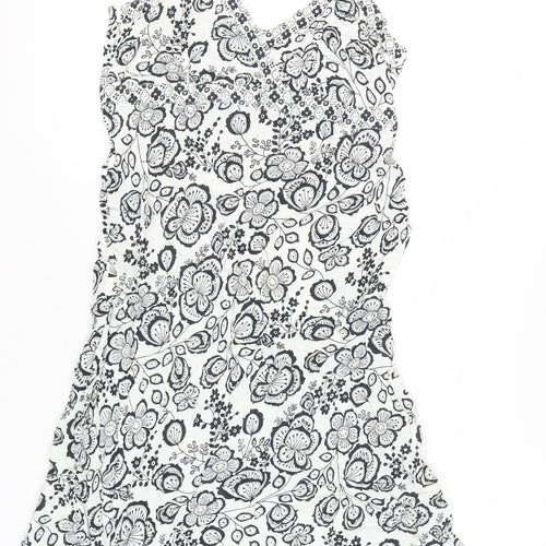 New Look Womens Black White Floral Viscose Slip Dress UK 18