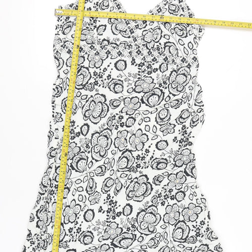 New Look Womens Black White Floral Viscose Slip Dress UK 18