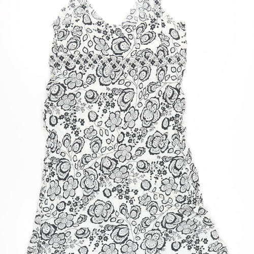 New Look Womens Black White Floral Viscose Slip Dress UK 18