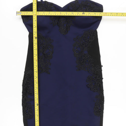 Lipsy Women Blue Bodycon Lace Knee Length Dress Size 10