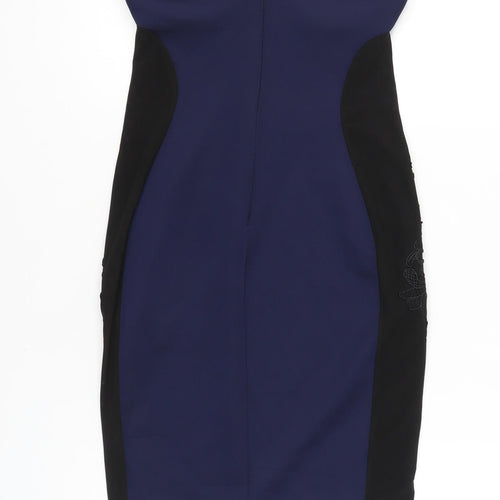 Lipsy Women Blue Bodycon Lace Knee Length Dress Size 10