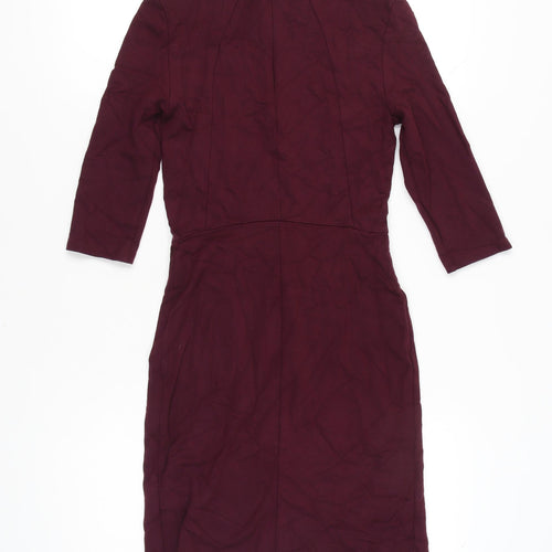 Topshop Women’s Purple Bodycon Dress UK 10 Knee Length 3/4 Sleeve