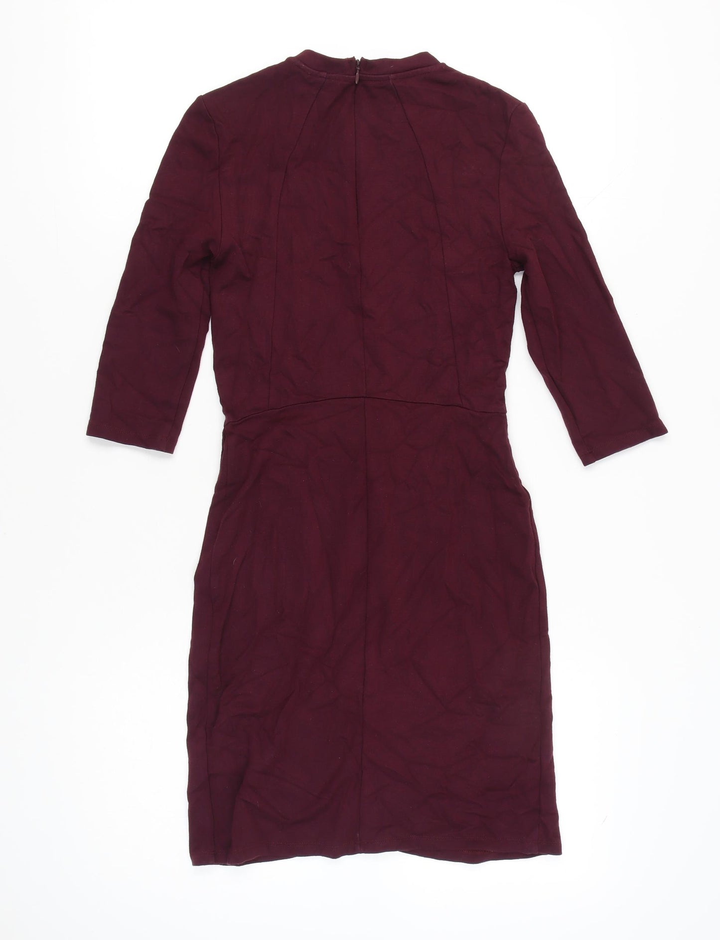 Topshop Women’s Purple Bodycon Dress UK 10 Knee Length 3/4 Sleeve