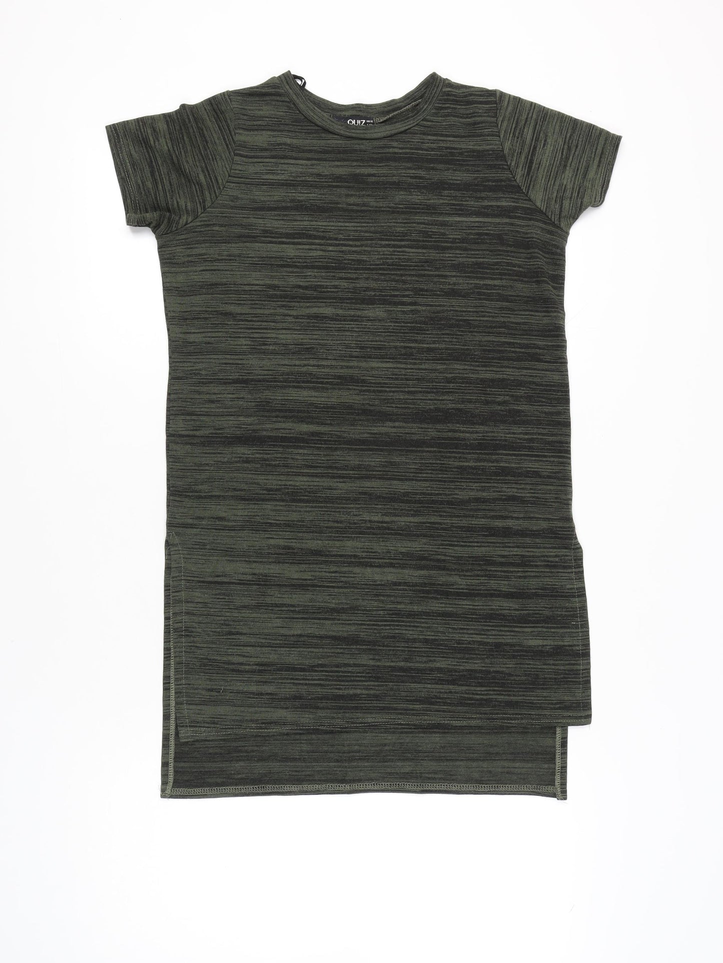 Quiz Women Green Striped Tunic T-Shirt Size 12 Short Sleeve