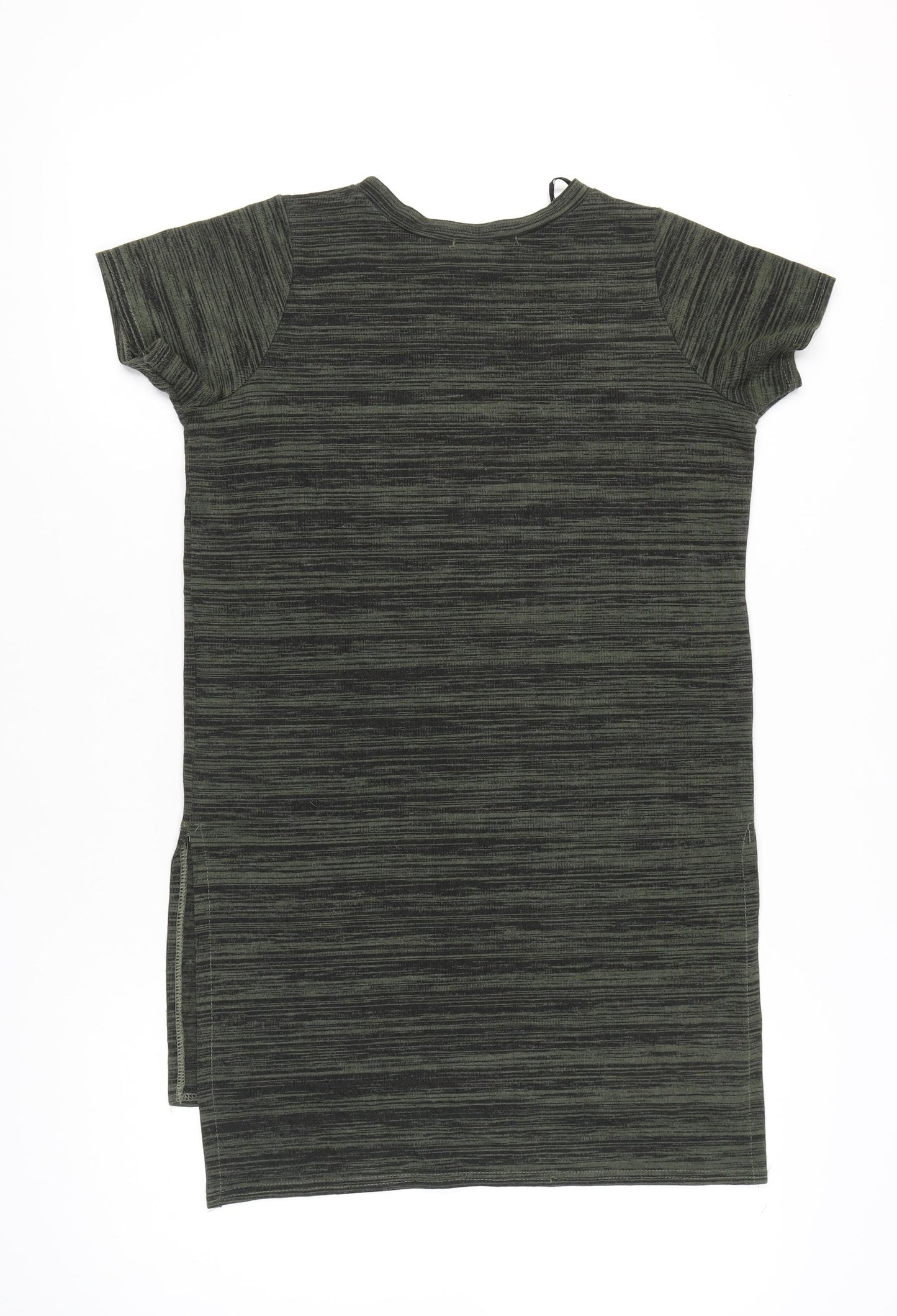 Quiz Women Green Striped Tunic T-Shirt Size 12 Short Sleeve