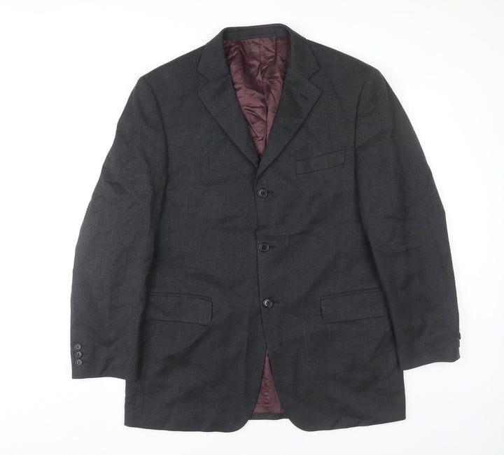 Marks and Spencer Men's Grey Wool Blazer Jacket 40R Medium Classic Fit