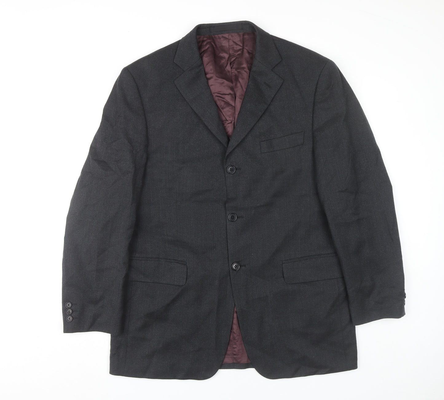 Marks and Spencer Men's Grey Wool Blazer Jacket 40R Medium Classic Fit