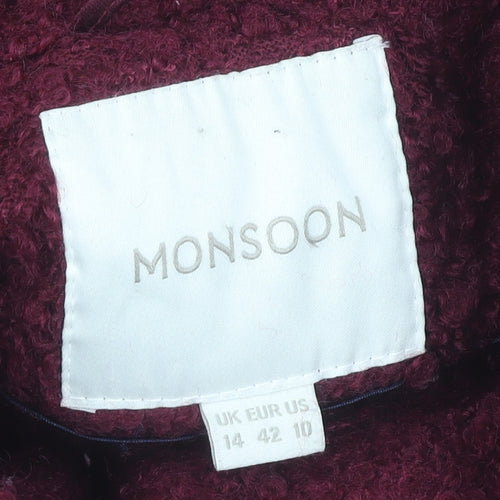 Monsoon Women’s Red Wool Blend Mid-Length Overcoat Size 14