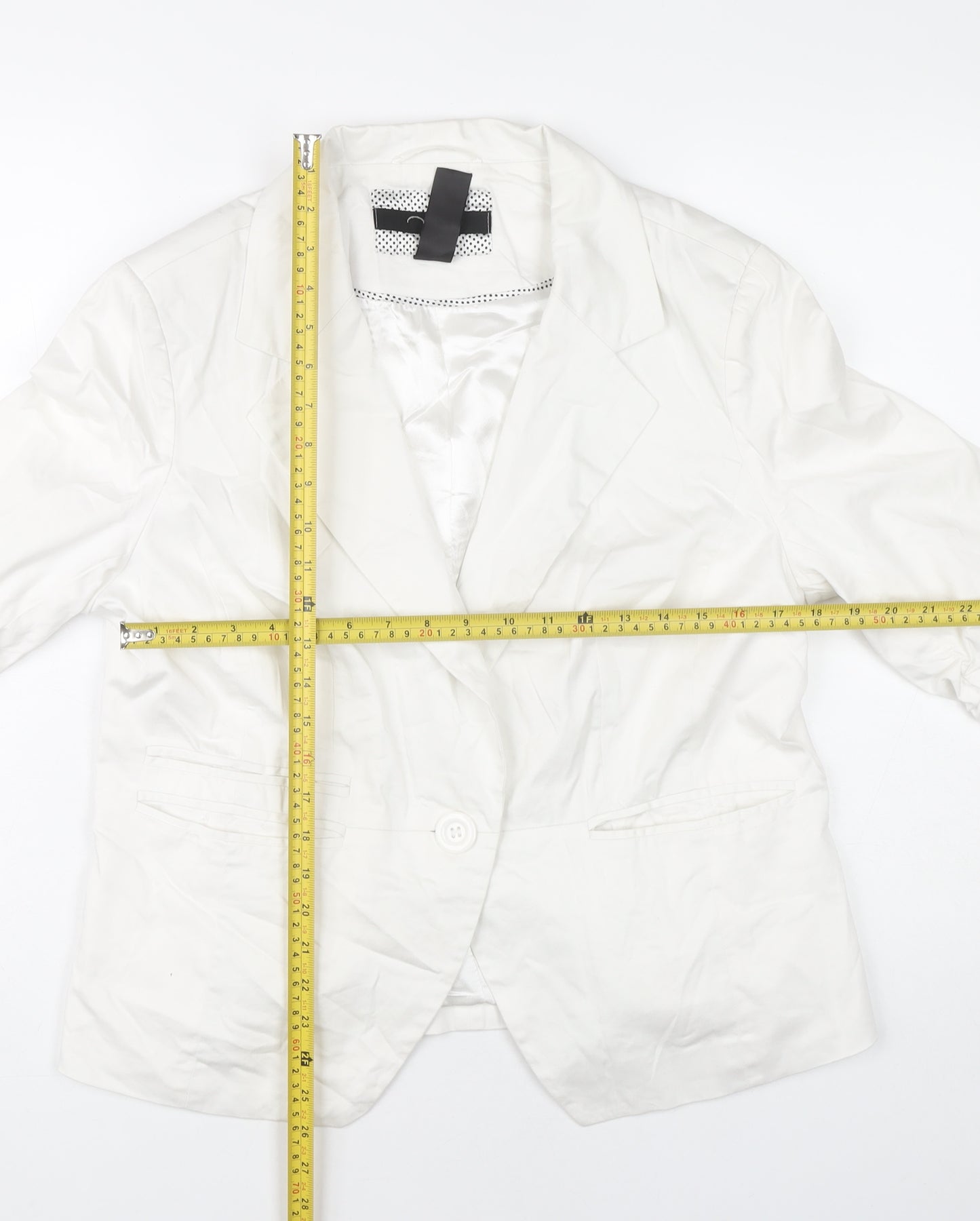 New Look Women White Blazer UK 18 Cotton Blend Single-Breasted