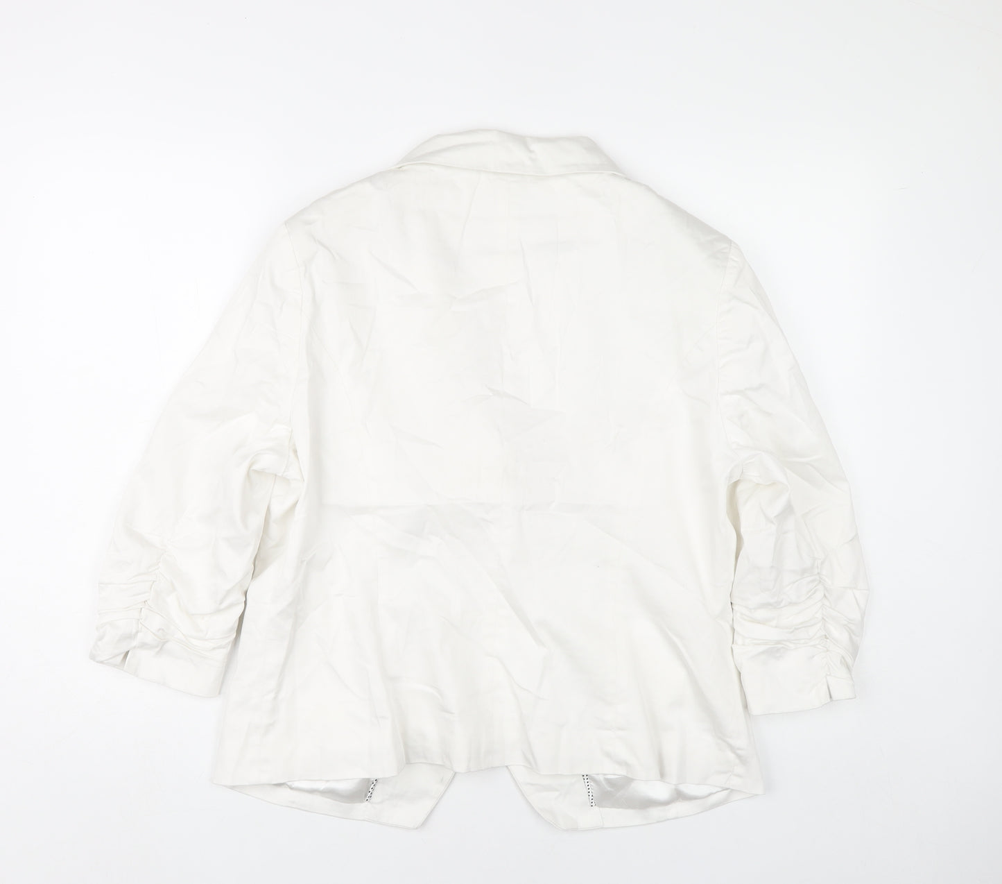 New Look Women White Blazer UK 18 Cotton Blend Single-Breasted