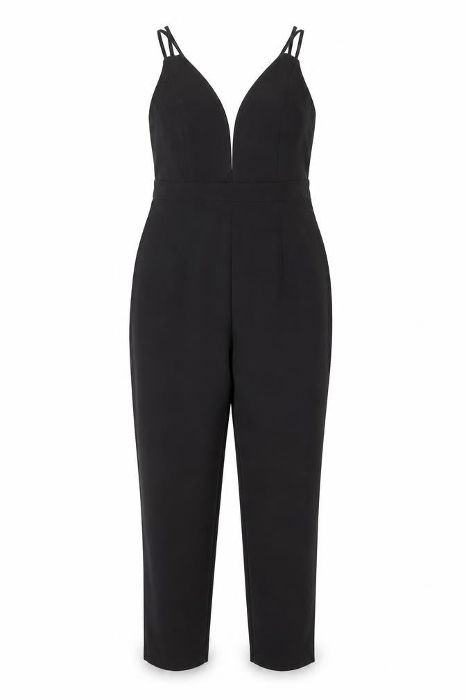 ASOS Women's Black Size 10 V-Neck Tapered Leg Jumpsuit