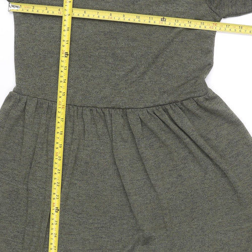 New Look Women’s Green Skater Dress UK 6 Long Sleeve Round Neck