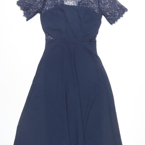 ASOS Women’s Blue Lace Midi A-Line Dress Size 8 Formal Party Wear