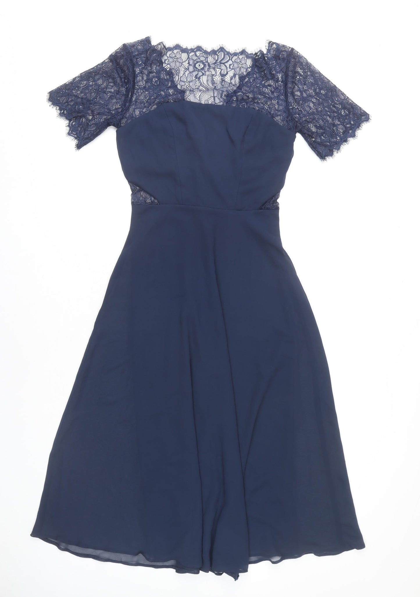 ASOS Women’s Blue Lace Midi A-Line Dress Size 8 Formal Party Wear