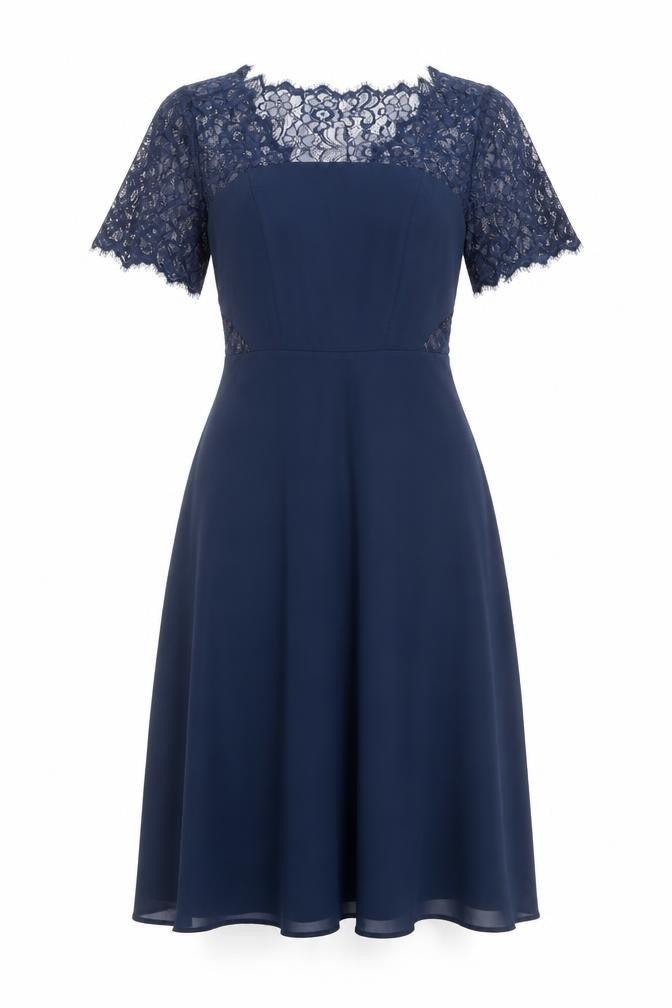 ASOS Women’s Blue Lace Midi A-Line Dress Size 8 Formal Party Wear