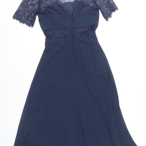 ASOS Women’s Blue Lace Midi A-Line Dress Size 8 Formal Party Wear