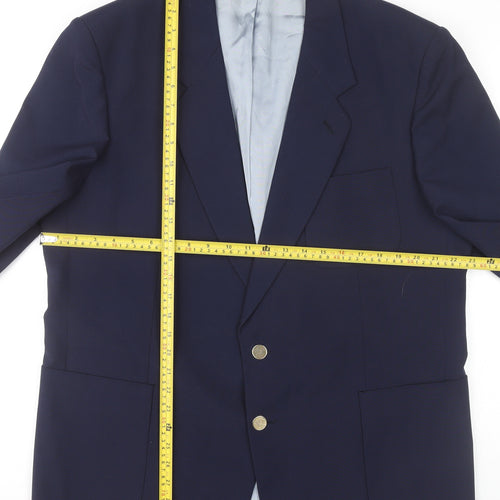 Varteks Men’s Blue Wool Blend Blazer Jacket Size 44 Classic Two-Button