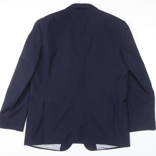 Varteks Men’s Blue Wool Blend Blazer Jacket Size 44 Classic Two-Button