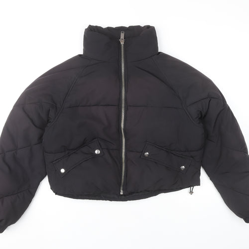 Topshop Women’s Black Cropped Puffer Jacket Size 8 Polyester