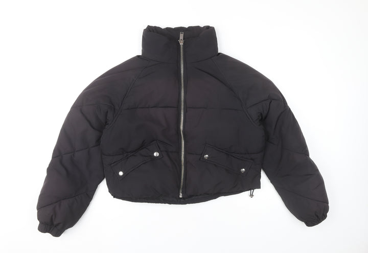 Topshop Women’s Black Cropped Puffer Jacket Size 8 Polyester
