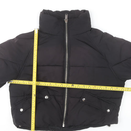 Topshop Women’s Black Cropped Puffer Jacket Size 8 Polyester