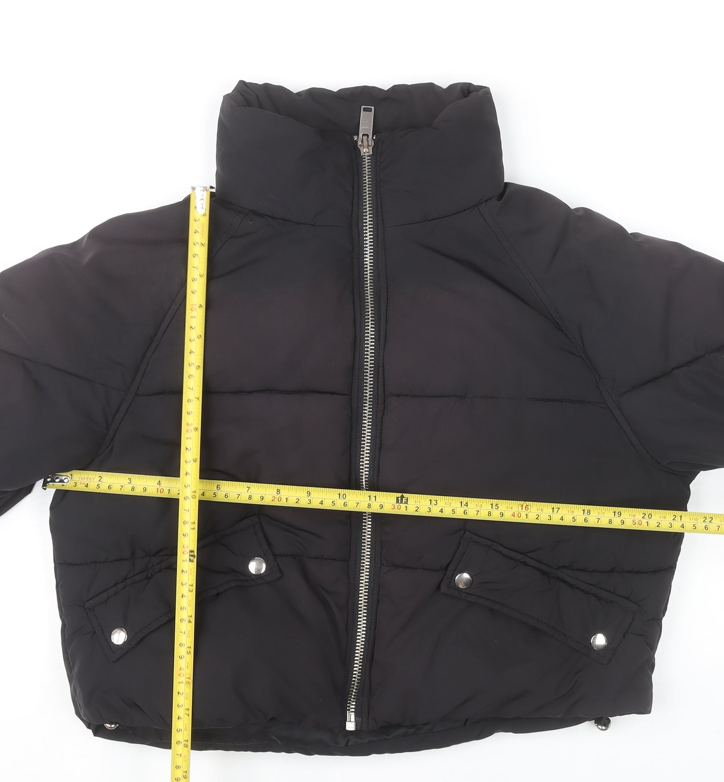 Topshop Women’s Black Cropped Puffer Jacket Size 8 Polyester