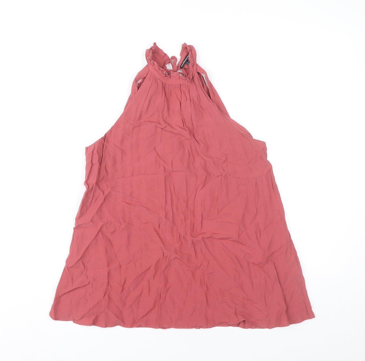 Warehouse Womens Pink Halter Neck Sleeveless Viscose Tank Top Size 6