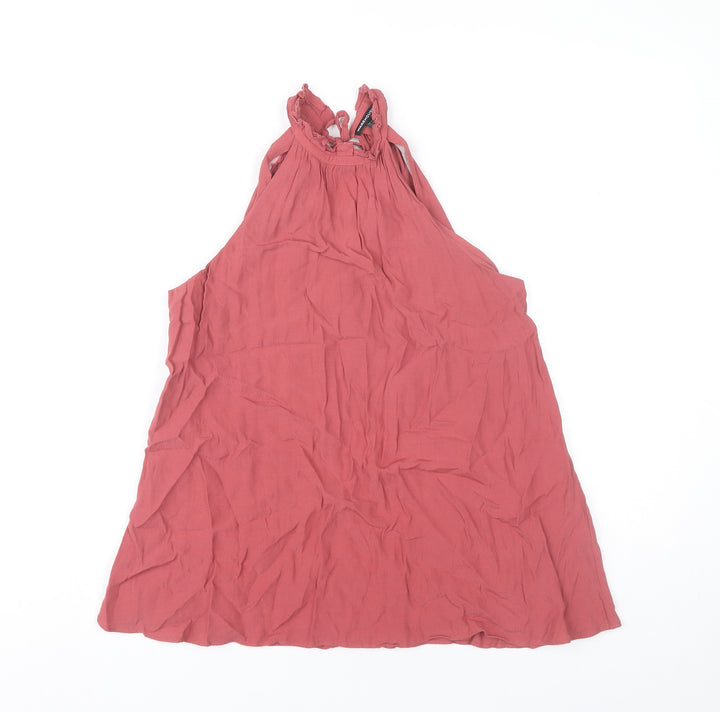 Warehouse Womens Pink Halter Neck Sleeveless Viscose Tank Top Size 6