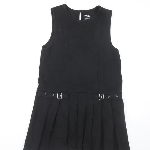 Zara Girls Black Pinafore Dress 13-14 Years Pleated Buckle School Style