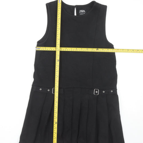 Zara Girls Black Pinafore Dress 13-14 Years Pleated Buckle School Style