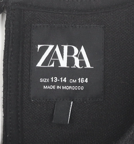 Zara Girls Black Pinafore Dress 13-14 Years Pleated Buckle School Style