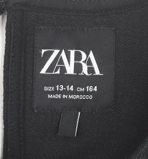 Zara Girls Black Pinafore Dress 13-14 Years Pleated Buckle School Style