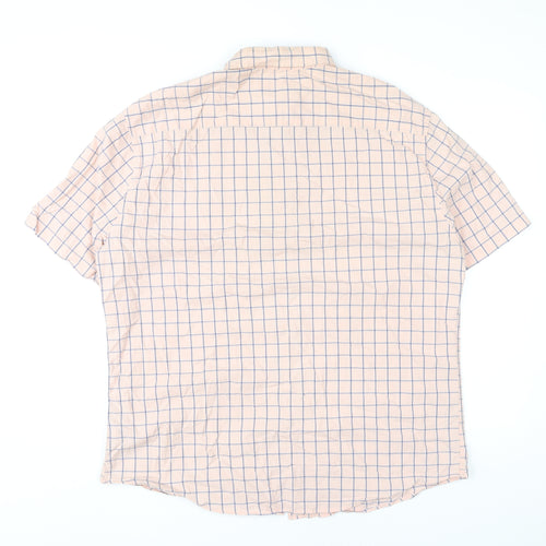 Marks and Spencer Mens Beige Check XL 44-46" Short Sleeve Cotton Shirt