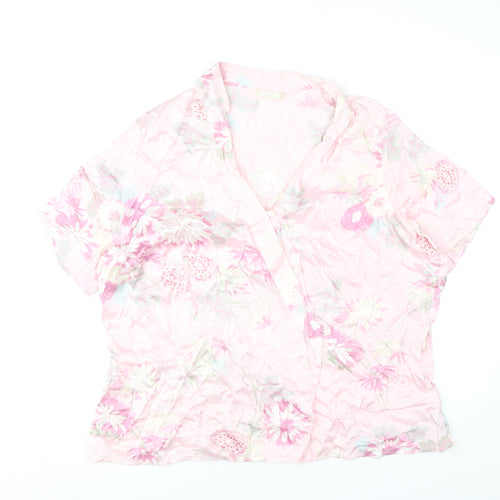 Marks and Spencer Women’s Pink Floral Wrap Blouse UK 20 Viscose
