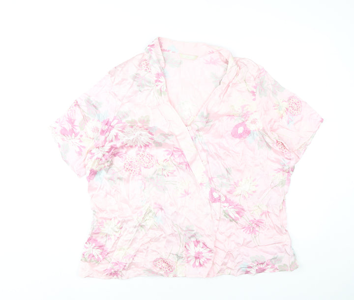 Marks and Spencer Women’s Pink Floral Wrap Blouse UK 20 Viscose