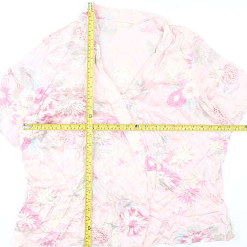 Marks and Spencer Women’s Pink Floral Wrap Blouse UK 20 Viscose
