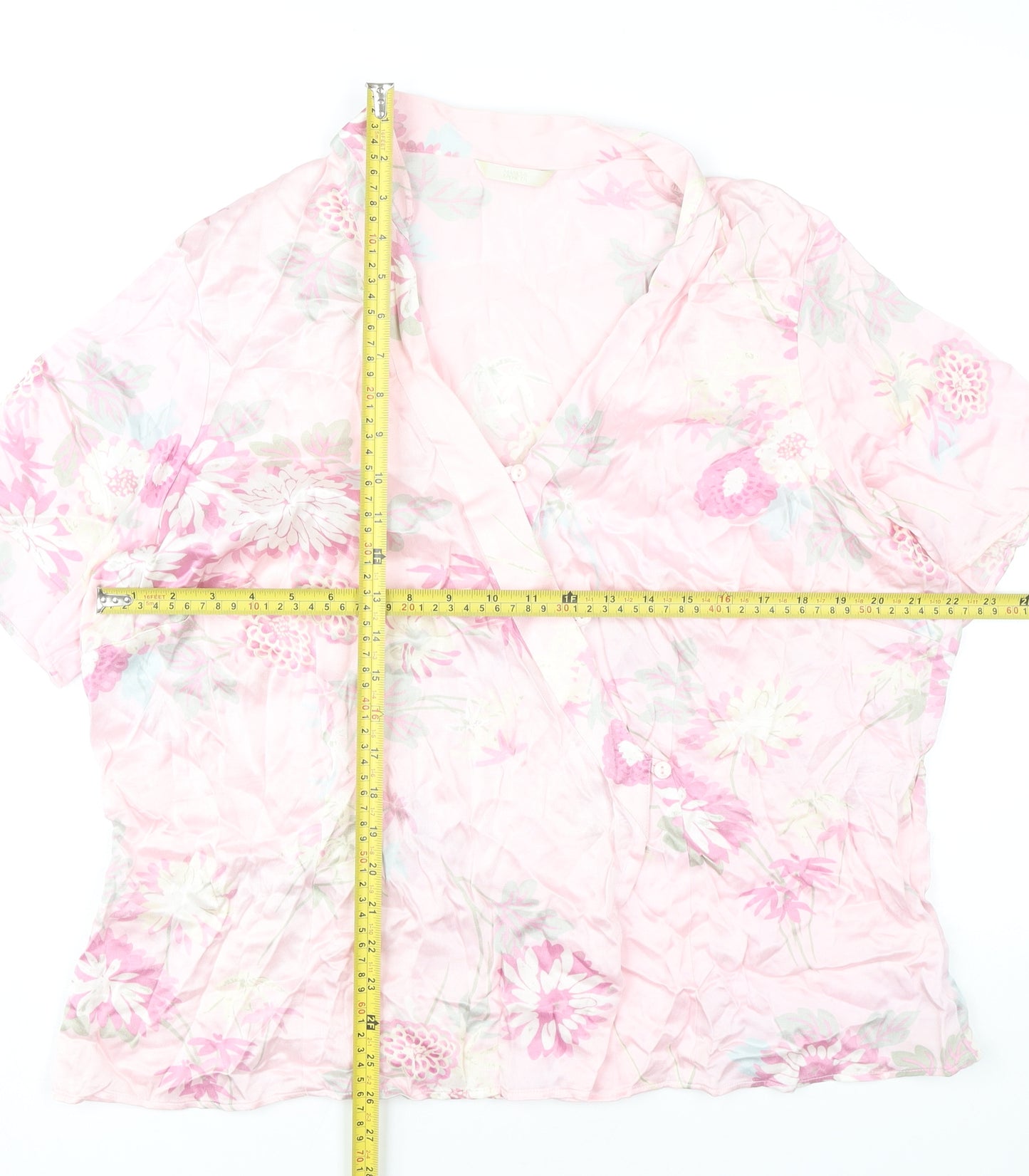 Marks and Spencer Women’s Pink Floral Wrap Blouse UK 20 Viscose