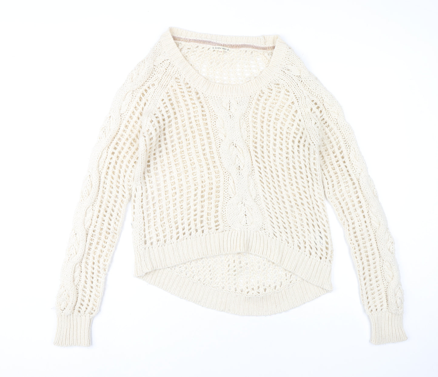 SoulCal Deluxe Women's Ivory Size 14 Open Knit Pullover Jumper